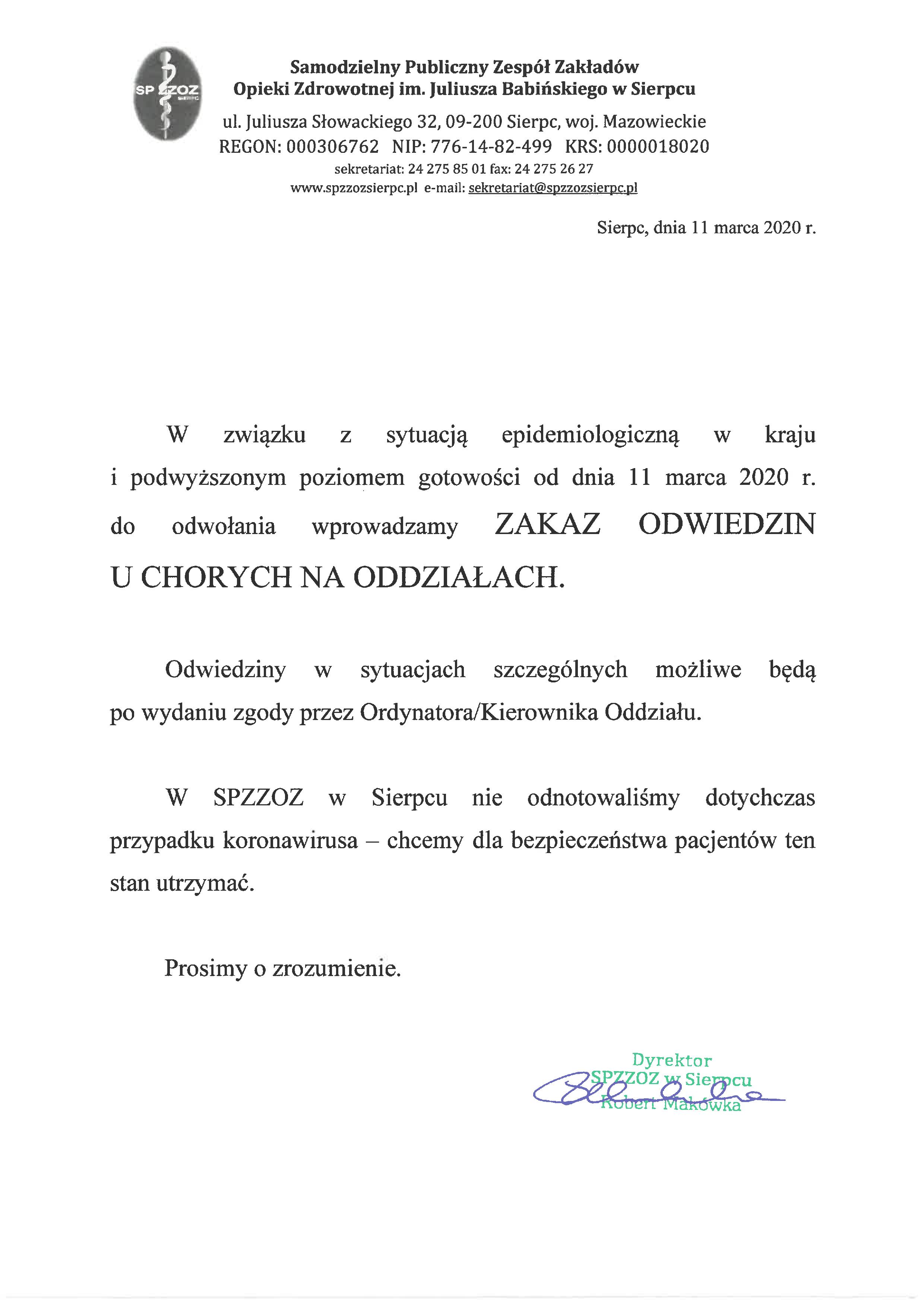 zakaz odwiedzin